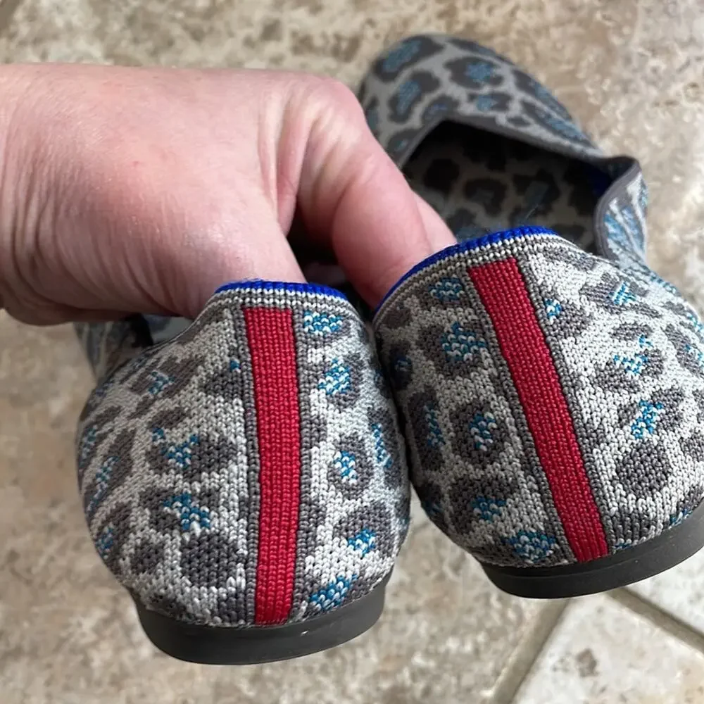 Rothy’s The Flat in Leopard Spotted Grey Blue Ballet Flat